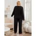 Plus Size Women's Pajama Set - Soft V-Neck Sleepwear For Big & Tall (1XL-4XL) - Lightweight Poly-Cotton Lounge Outfit - Black_voghion.com