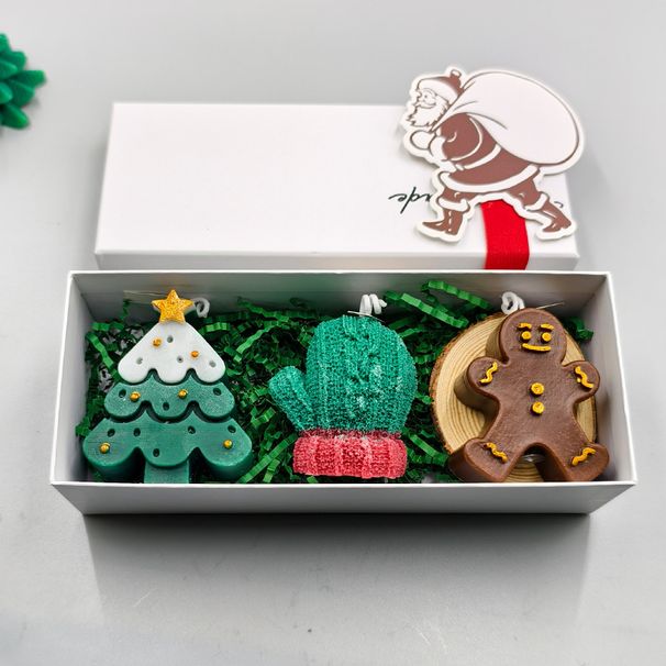 Conjunto Premium de Vela Aromática Criativa em Formato de Árvore de Natal, Lembrança e Caixa de Presente com Desenho de Veado._voghion.com