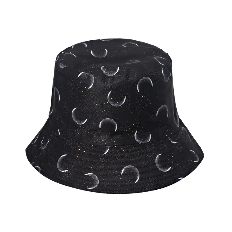 Ciel étoilé, lune, étoile pentagonale, chapeau de protection solaire imprimé pour bassin, chapeau de pêcheur pour hommes et femmes_voghion.com
