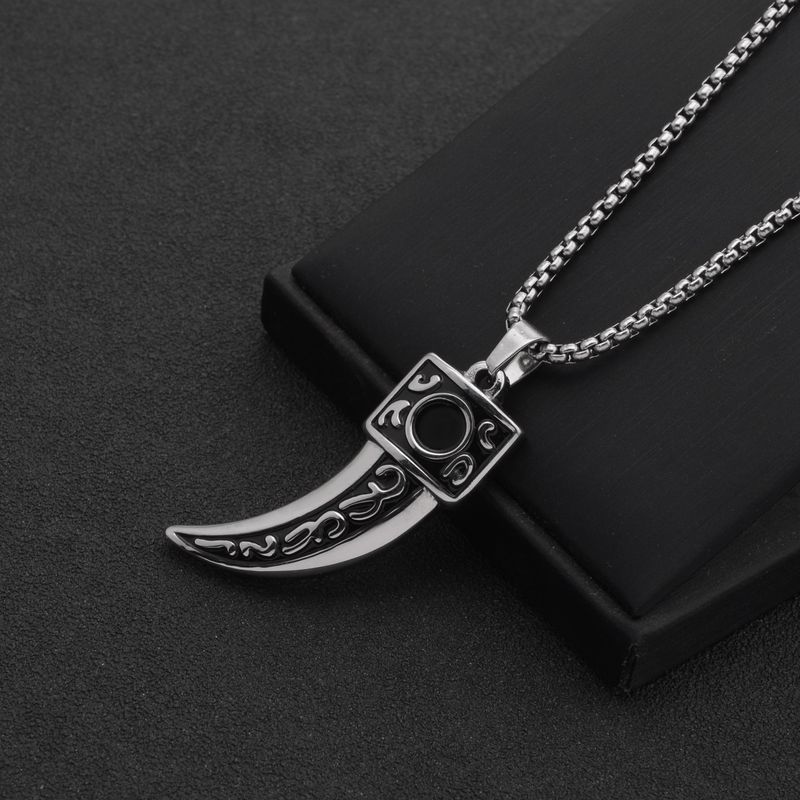 Herrenschmuck Wolfszahn Titanstahl Anhänger Persönlichkeit Punk Halskette Accessoires Trendy Wear Modeschmuck_voghion.com
