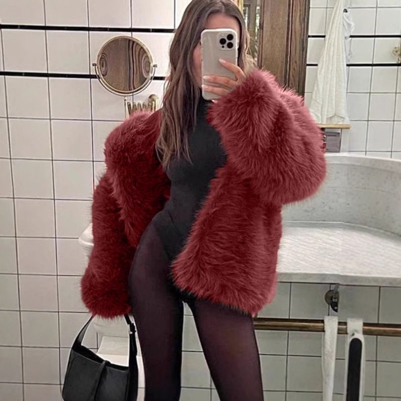 Cappotto in pelliccia sintetica con stampa leopardata da donna - Giacca invernale con risvolto lungo, pelliccia di volpe sintetica, S-XXXL_voghion.com