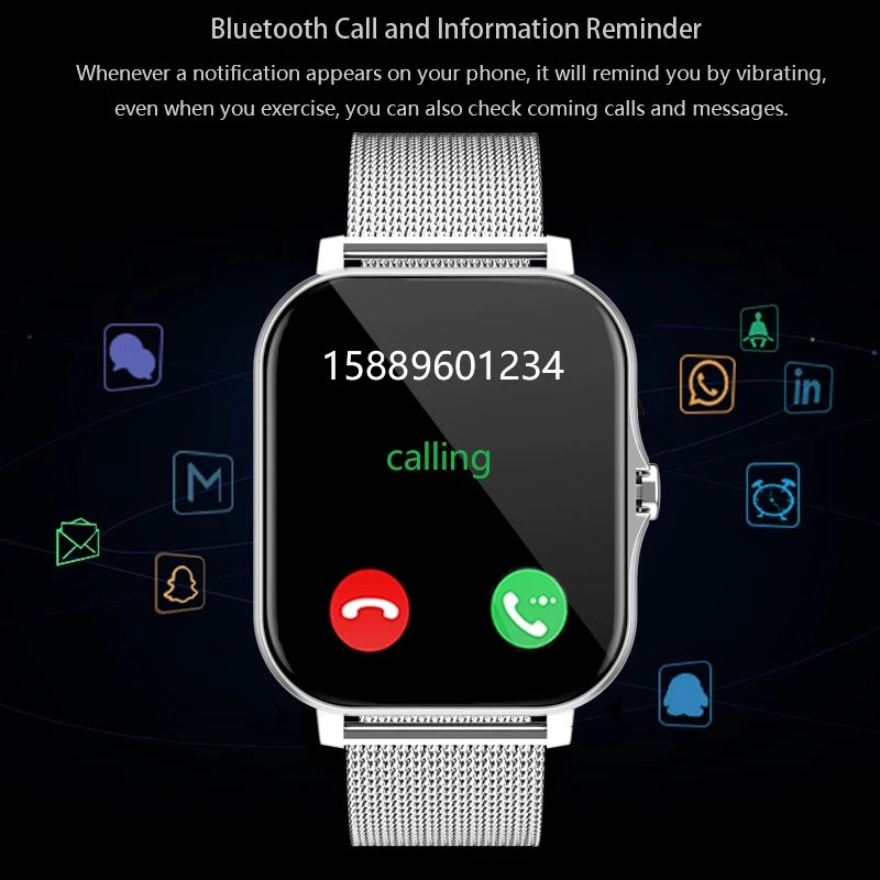 New Women Smart Watch Men 1.83" Color Screen Full Touch Bluetooth Call Smart Bracelet Life Waterproof Fitness Tracker Ladies Health Bracelets_voghion.com