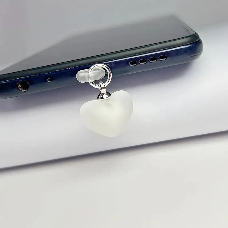 Bola de cristal esmerilado con forma de corazón, cuentas de colores, enchufe de carga a prueba de polvo para teléfono Android, impermeable, universal, tipo Huawei_voghion.com