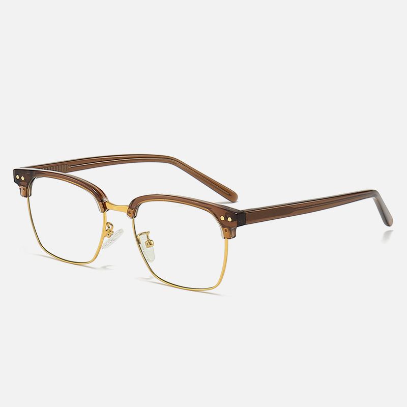 Herrenbrillen New Fashion Retro Herren Augenbrauen Quadratischer Rahmen Teller Brillengestell Business Metall Flachspiegel Anti Blaulicht Brillengestell_voghion.com