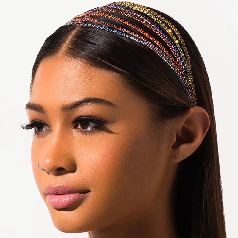 Hot Selling Trendy Hair Accessories Women's Multi-layer Luxury Color Rhinestones Hair Accessories Jewelry headdress_voghion.com