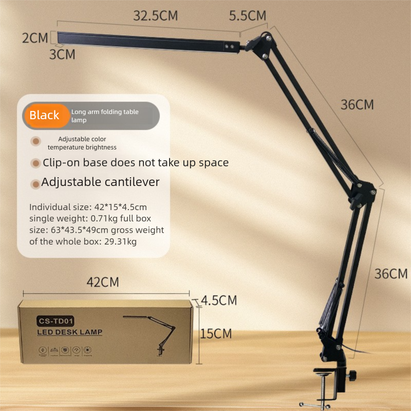 Eye-Care Clip Desk Lamp - Flexible Arm LED Study Light With Stepless Dimming & Foldable Design, CE Certified_voghion.com