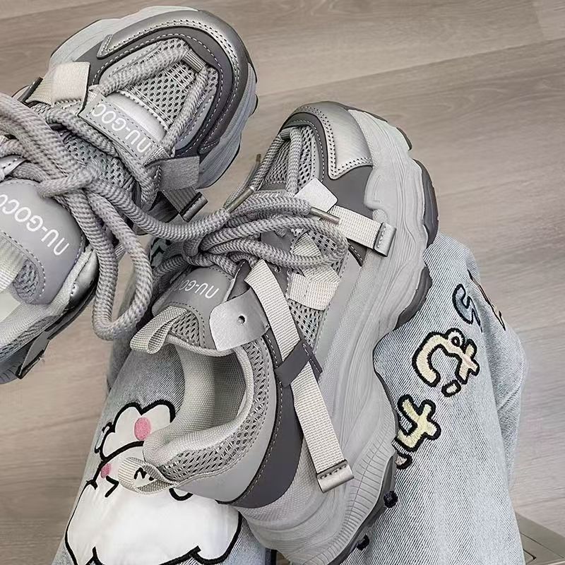 Dad Sneakers Thick Sole Height Increasing Korean Trendy Women's 2025 Spring Autumn Versatile Ins Style Non-Slip Casual_voghion.com