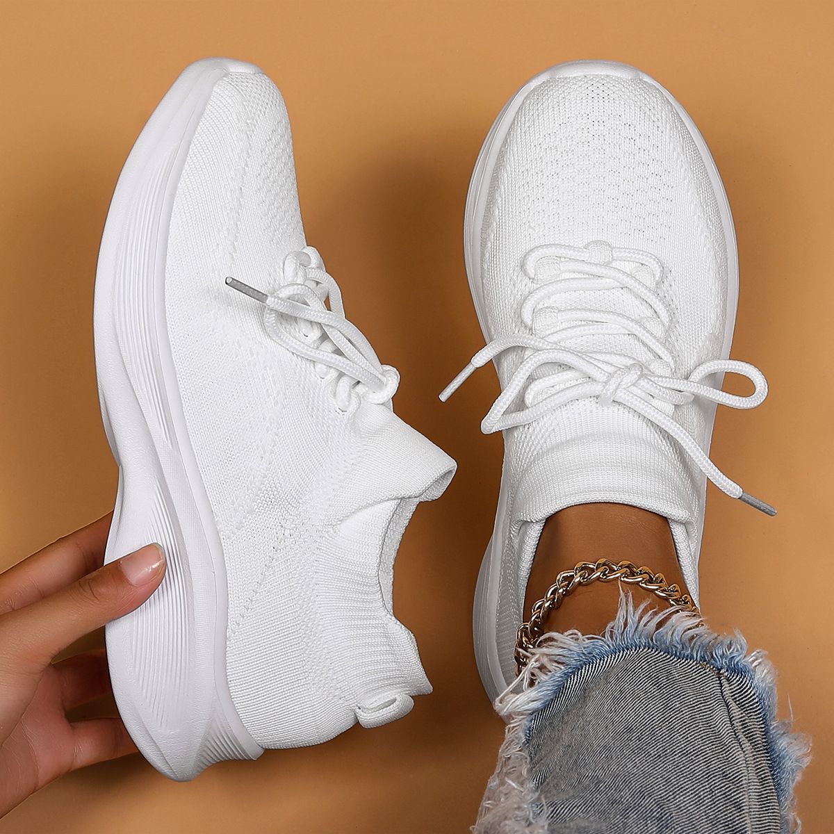 Plus Size Women's Breathable Sock Sneakers Slip-On Lazy Shoes_voghion.com