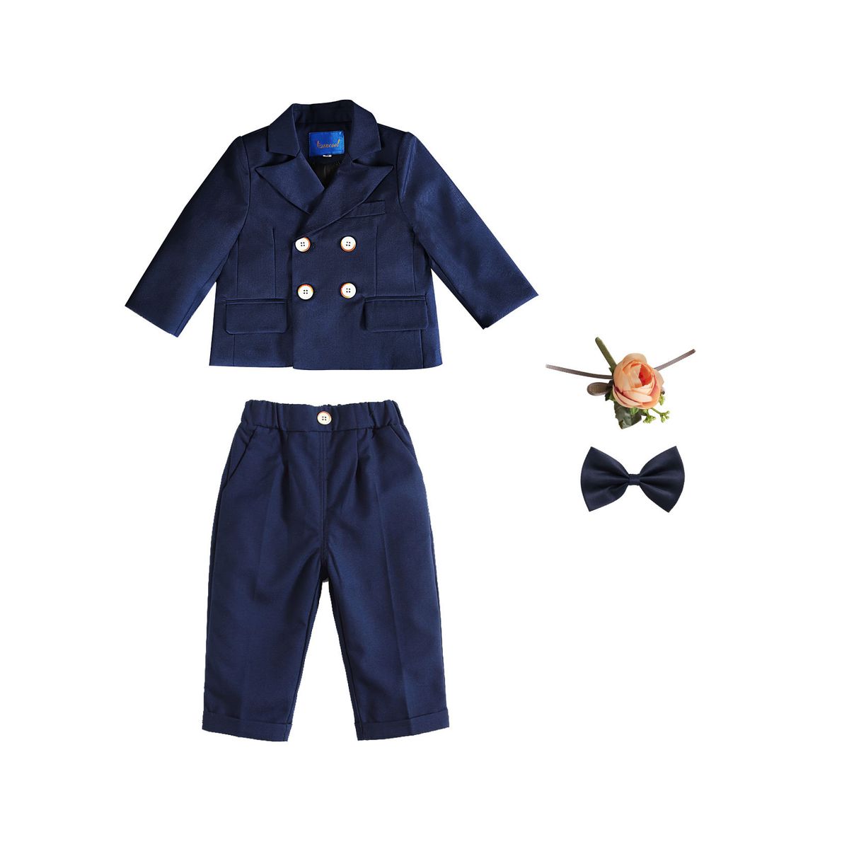 Jungen Anzug Set 3-teilig Blazer Weste Hose mit Hemd & Fliege für Geburtstagsfeier Hochzeit Festzug_voghion.com