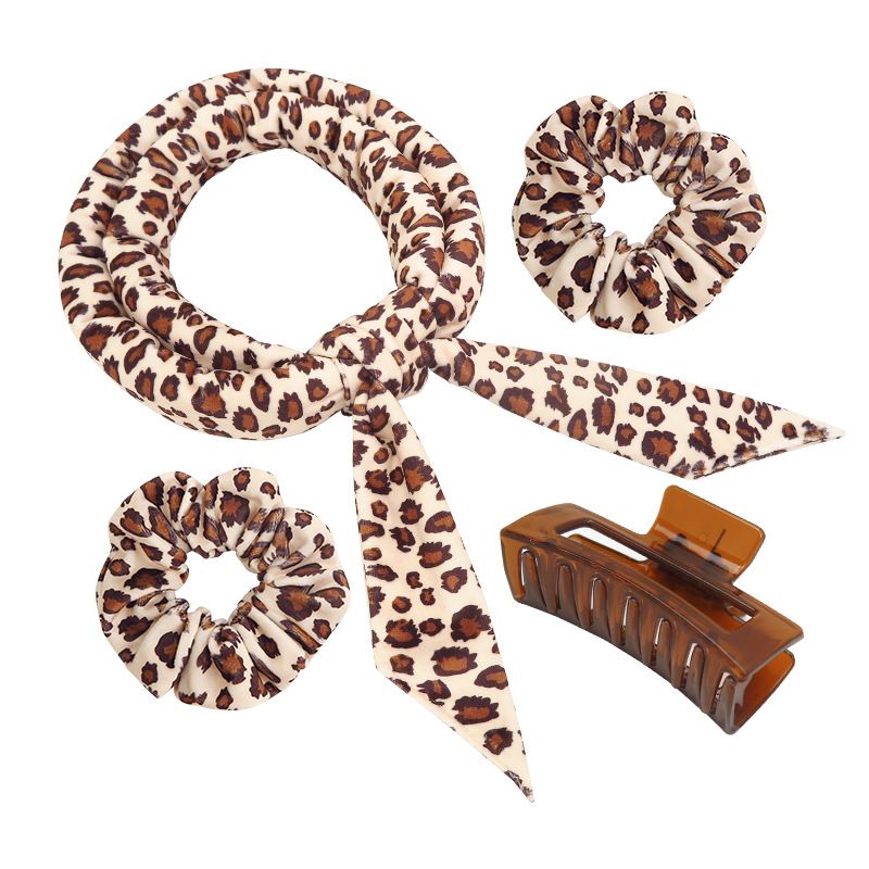 Bow Lazy Heatless Lockenstab Leopardenmuster Schlaf-Lockenartefakt Big Wave Seiden-Baumwoll-Lockenstab_voghion.com