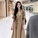 Women's Fashion Mid-Length Trench For Women, Khaki Color, 2025 Autumn New Korean Style, Waist-Cinching, Elegant, Regular Sho_voghion.com