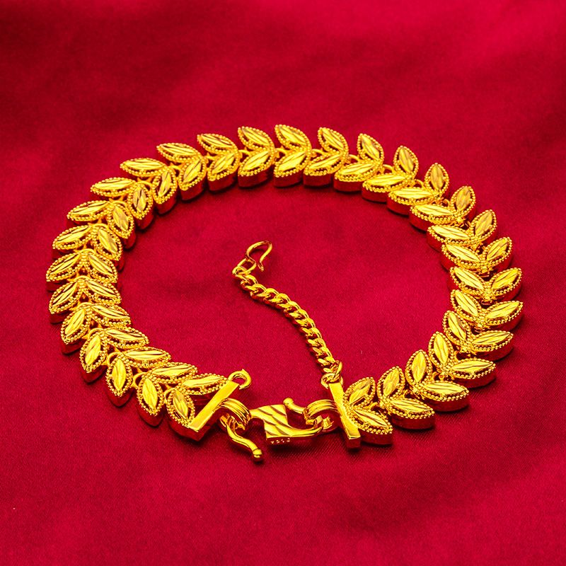 Bracelet d'oreille unisexe tendance avec boucle en S et motif feuille de blé_voghion.com