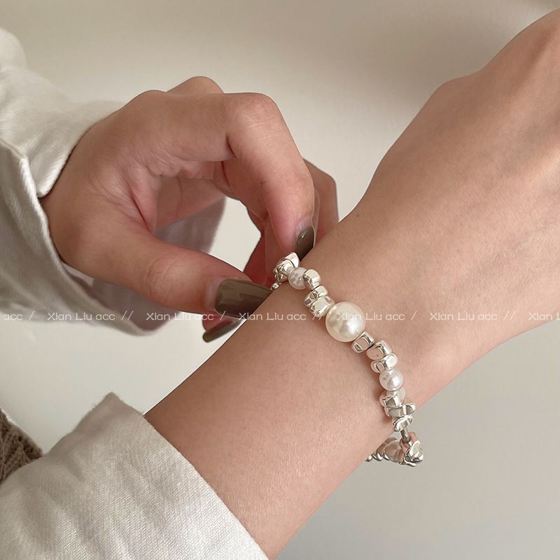 Braccialetto di perle di design di nicchia Broken Silver Lings Ins per le donne, gioielli con perline cubane per le migliori amiche, nuovo modello 2022_voghion.com