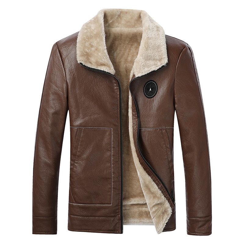 Inoltre giacca in pelle calda di velluto giacca invernale da uomo in sherpa con risvolto Giacca in pelle casual sottile e trendy in stile coreano all'ingrosso_voghion.com