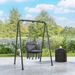 Hammock Swing Chair, Macrame Hanging Chair With Large Cushion, Chain, Steel Frame For Indoor Outdoor Use, Dark Gray_voghion.com