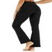 Abbigliamento da donna di grandi dimensioni per sport e fitness, pantaloni a zampa d'elefante, pantaloni da yoga da donna con tasca casual attillata_voghion.com