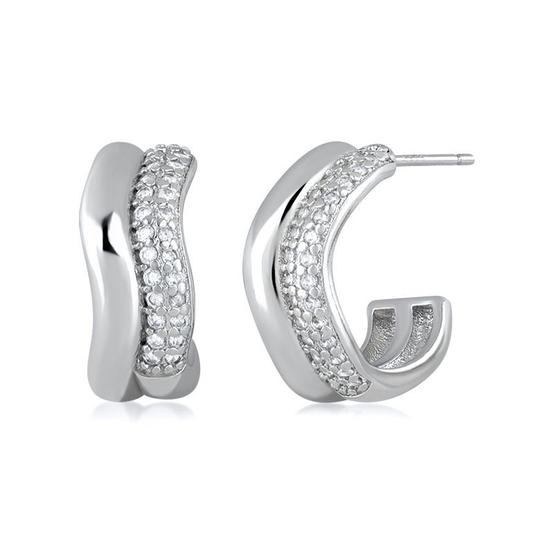 Gioielli da donna in argento S925, orecchini versatili alla moda, stile retrò, a forma di C, classici, con zirconi intarsiati, di alta qualità._voghion.com