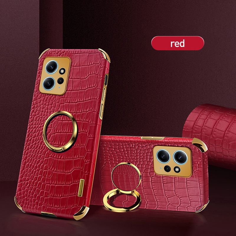 Placage caméra étui en cuir antichoc pour Xiaomi Redmi Note 12 4G Redmy Note12 23028RA60L support magnétique Coque de couverture en Silicone_voghion.com