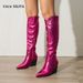 Women's Pointed Toe Over-The-Knee Boots - Chunky Block Heel & Slim Fit Design (Fall/Winter Collection)_voghion.com