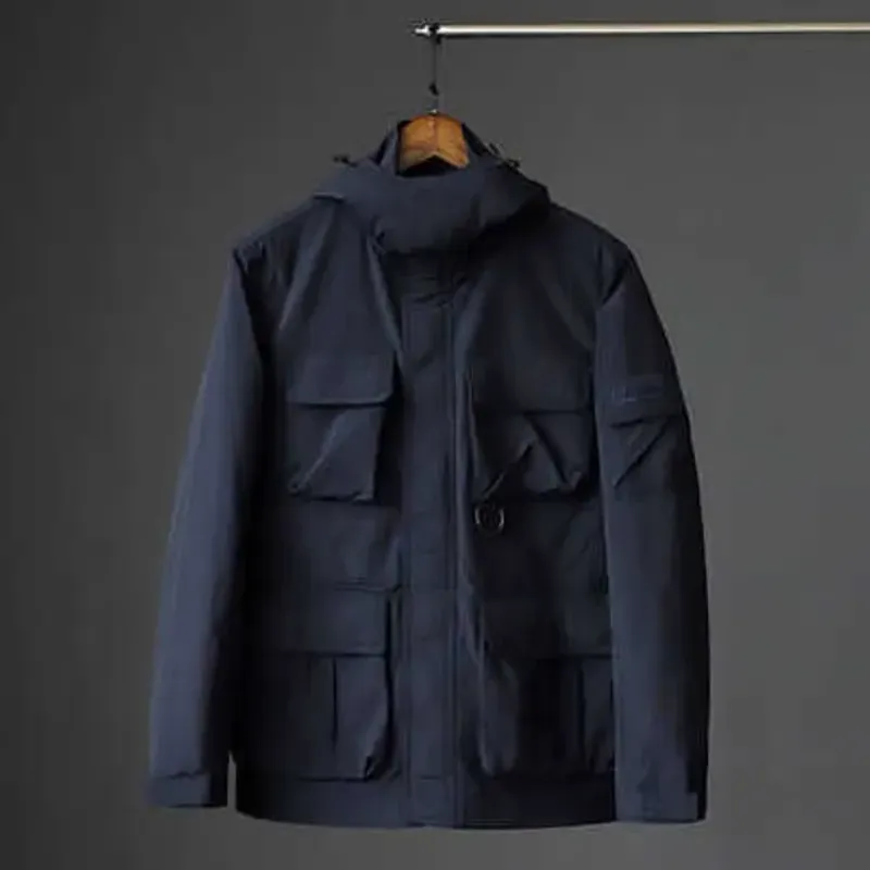 Giacche da uomo Giacca da esterno primavera autunno Giacca da uomo alla moda antivento impermeabile multitasche con cappuccio alla moda_voghion.com