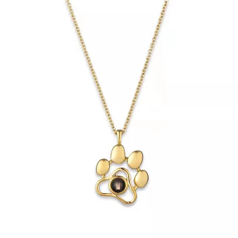 Projection necklace, cat paw, dog tag, limb, palm print, stainless steel collarbone chain, cute pet, animal imprint, key_voghion.com