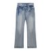 Herenkleding Lightning Cat Claw Ice Blue Snowflake Washed Damaged Four Seasons Wide Leg Jeans Bootcut_voghion.com