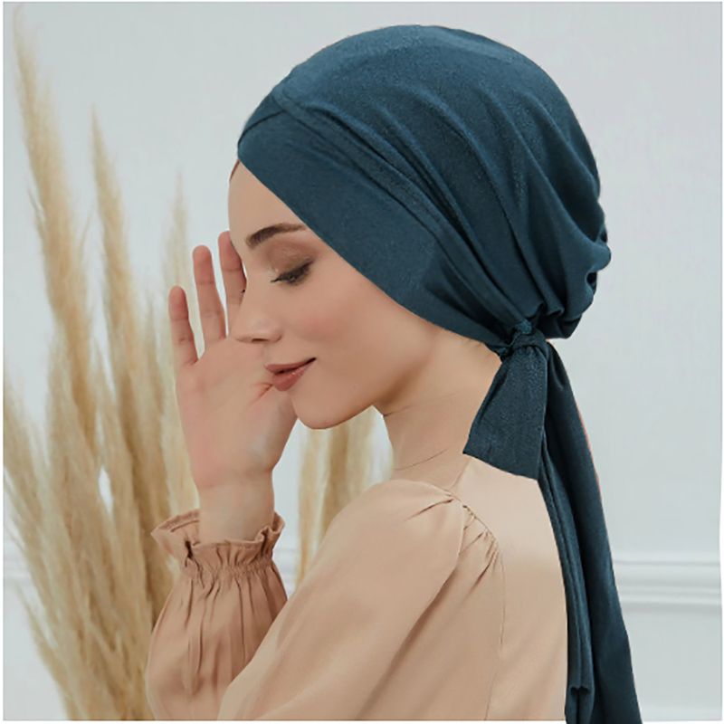 Women's Hats new style single cross forehead long tail hat that can hide hair behind Xingtaosha women's pullover hat_voghion.com