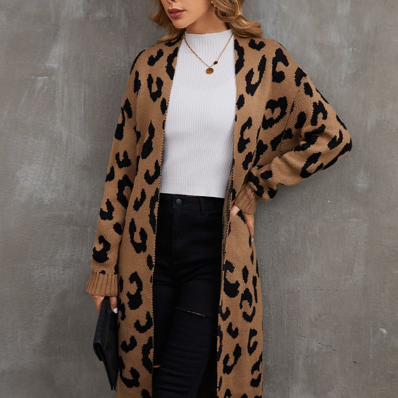 Women's sweater jacket Long knitted cardigan spring and autumn loose casual unbuttoned _voghion.com