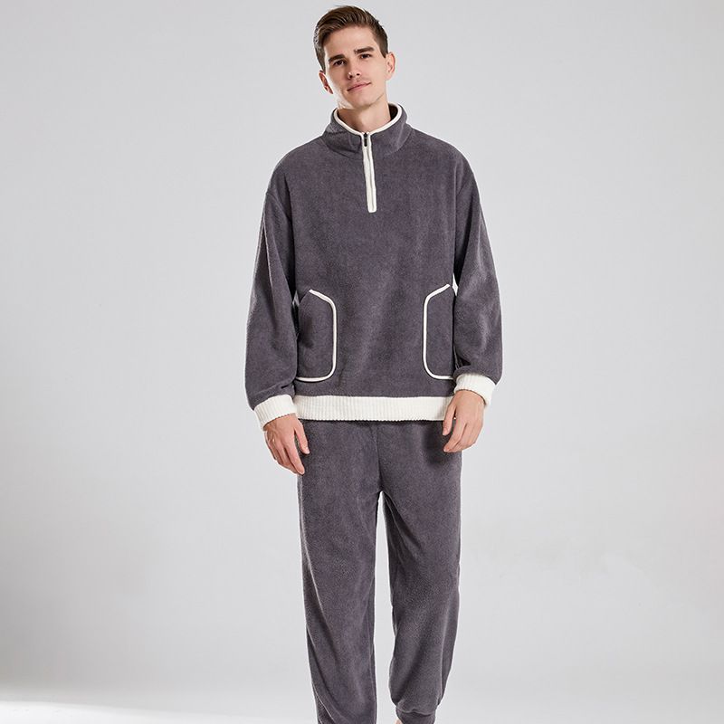 Sieviešu augstas klases lauru ogu samta pidžamas pāriem rudens un ziemas sabiezējuma virsdrēbes vīriešu un sieviešu pidžamas pāriem mājas drēbes_voghion.com