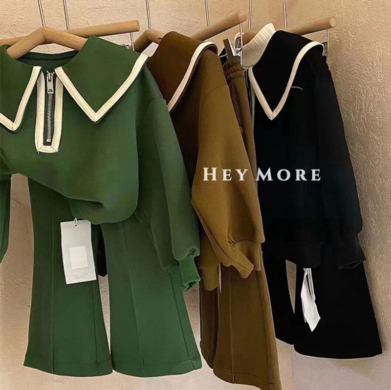 Kid's Clothing 2024 autumn new style little girl casual two piece suit female baby fashionable bell bottom pants_voghion.com