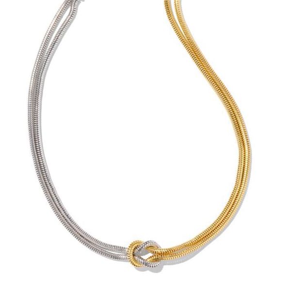 Collana con nodo a serpente in acciaio inossidabile per San Valentino, catena a clavicola annodata a mano, bracciale a spina di pesce placcato oro vero_voghion.com