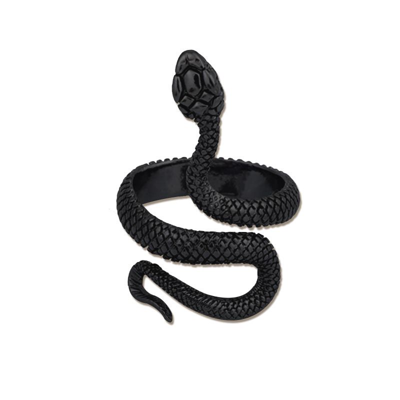 Silver Plated Painted Unisex Multi-color Adjustable Open Snake Animal Ring_voghion.com