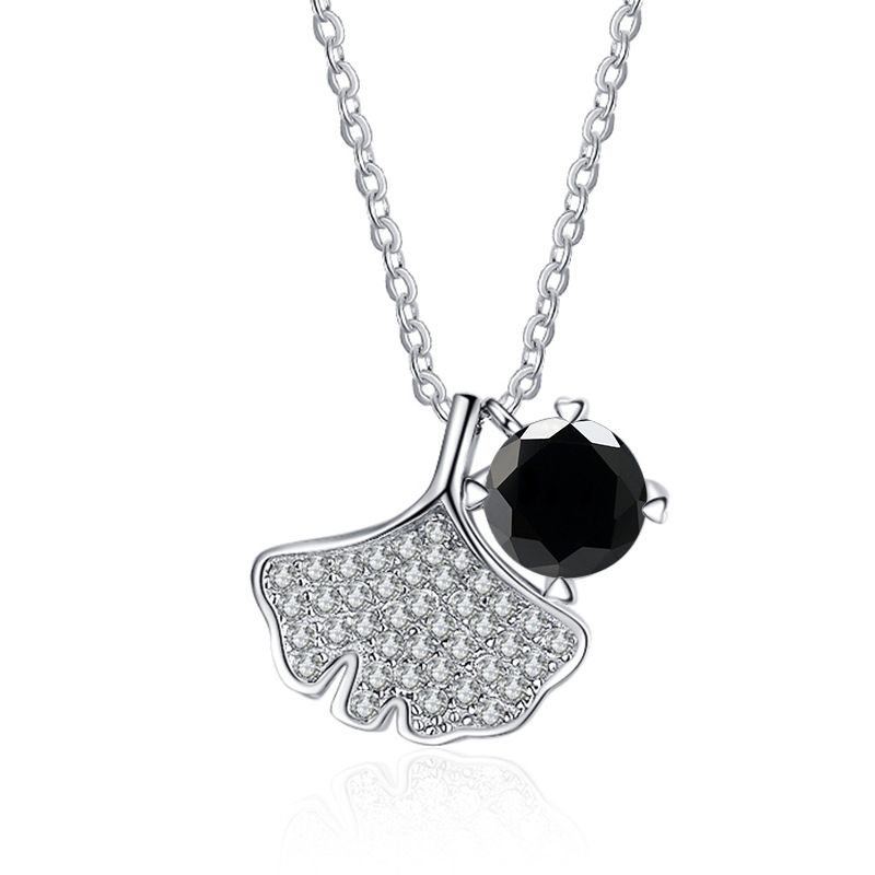 Tancise 1.0 CT Green Ginkgo Leaf Moissanite Diamond Pendant For Women  Silver Necklace Christmas Valentine's Day Gifts_voghion.com