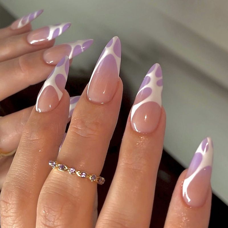 Lange stiletto 24 stuks valse nagel met strass sierster ontwerp nepnagels draagbaar amandelpers op nagels volledige s s_voghion.com