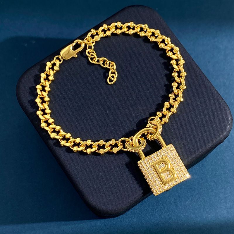 hot selling diamond lock B letter pendant bracelet fashionable internet celebrity personality trendy ins style accessories_voghion.com