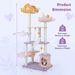 66' Cute Cat Tree Cats Multi-level Tall Cat Tower W/ Sisal Covered Scratching Posts_voghion.com