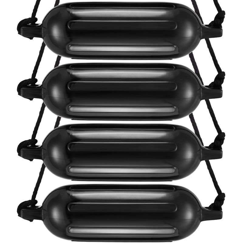 VEVOR Boat Fenders, 5.5" X 20" Boat Bumpers For Docking, Inflatable Ribbed Fender With Center Holes, Marine Boat Dock Fender Bumper With Air Pump, 4 Needles And 4 Ropes And Storage Bag, Black_voghion.com