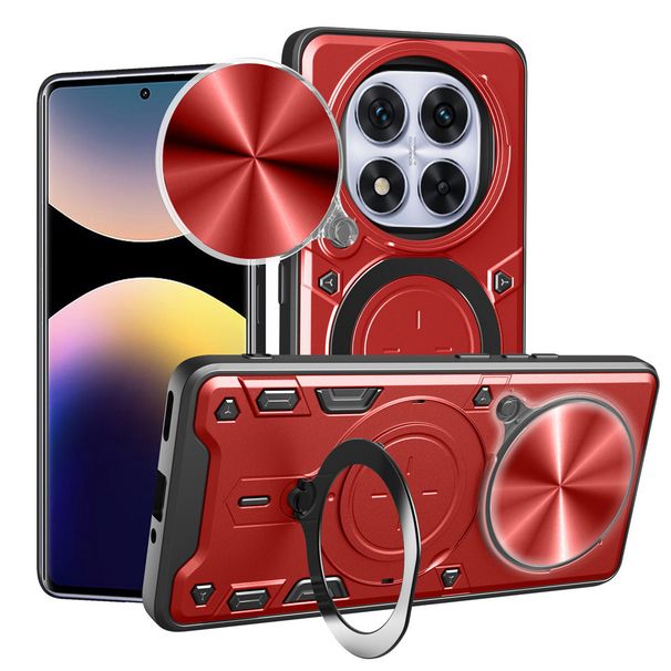 Metallring-Magnet-Autohalterung Kamera-Schutzhülle für Xiaomi Note 14 Pro 4G + Redmi 14C 14R A3 Rotierende Halterabdeckung_voghion.com