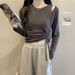 Ragazza 2022 Nuovo Top da donna per l'inizio dell'autunno, corto, slim fit, a maniche lunghe, intimo, design Sense, maglietta con coulisse, maglietta di base_voghion.com