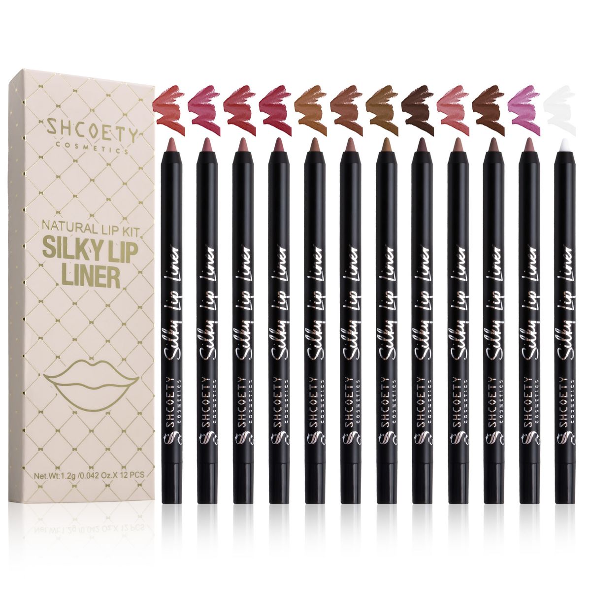 SHCOETY 12-Color Matte Waterproof Lip Liner Pencils - Nude Lip Contour Kit With Sharpener, Long-Lasting Smudge-Proof Lip Definer_voghion.com