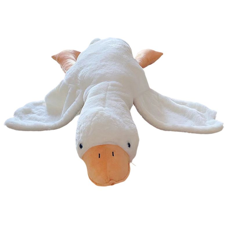 Peluche blanco para dormir con forma de ganso grande y figura de ganso_voghion.com