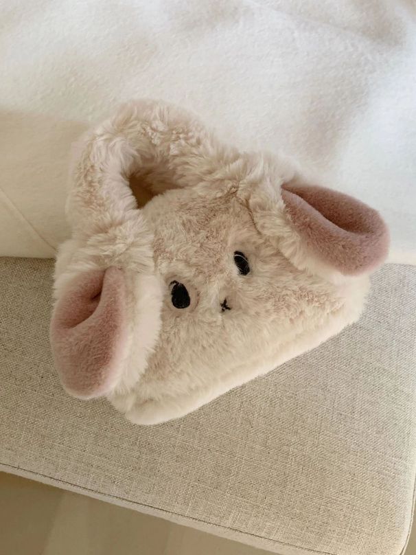 Winter Cartoon Niedlichen Kaninchen Handheld Frauen 2024 Neue Kleine Stand Eine Schulter Umhängetasche Plüsch Tasche für Mädchen_voghion.com