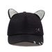 new meow Women's Summer fall black white Pink ears Cat Baseball cap with rings and lace cute girl hat_voghion.com