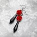 Earrings black teardrop red rose earrings, retro Victorian style_voghion.com