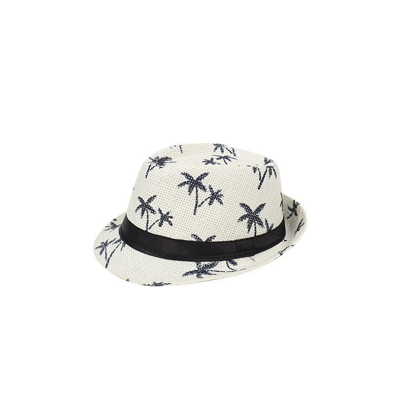 Sombrero de comercio exterior, estilo playero, para viajes, para el sol, estilo británico, para mujer, con estampado de hojas de arce, de paja de papel y jazz._voghion.com