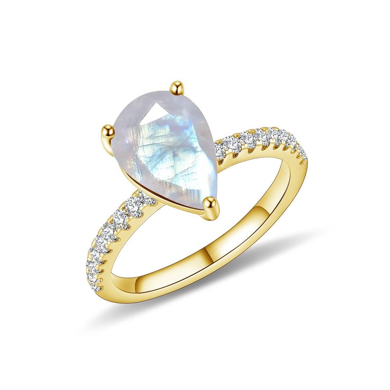 Ins Water Drop 9/10/14/18k Gold Ring Inlaid With Natural Cream Blue Moonstone Simple Light Luxury Gold Ring_voghion.com