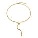 Women's Jewelry Gold Plated Titanium Steel Retro Unique Snake Shaped Zircon Clavicle Blade Chain Necklace_voghion.com