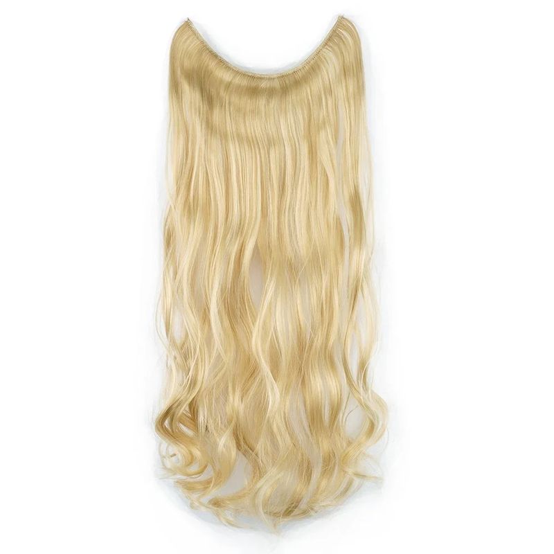 Posticci sintetici lunghi marroni Fish Line Fusion Estensioni invisibili per capelli ondulati Cabello Perruque Femme_voghion.com
