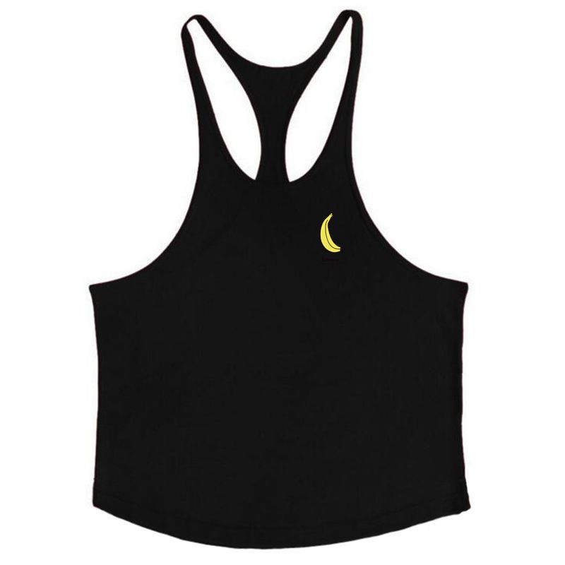 Ropa para hombres Nuevo chaleco deportivo de verano con estampado de frutas y tirantes finos y corte bajo sexy para hombre, de algodón, con forma de plátano y plátano_voghion.com