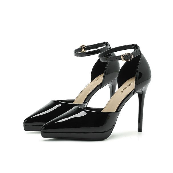 1088-19 Fairy Style Pointed Thin Heeled High Heels With Hollow Toe Caps, Waterproof Platform Suede Sandals For Women_voghion.com